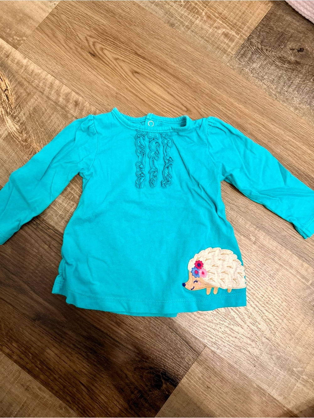 Carter's Teal Long-Sleeve Top with Hedgehog Applique
